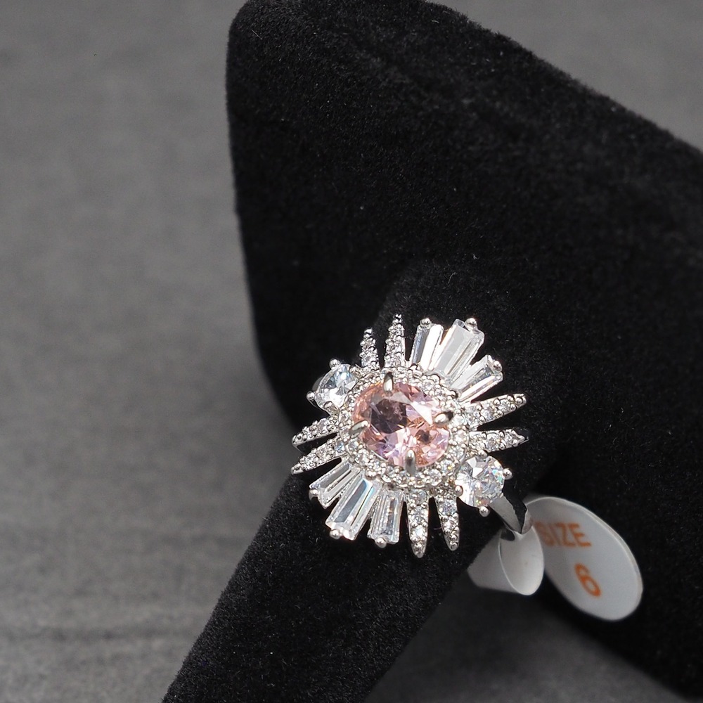 Bomb Party Egyptian Love Ring Lab Created Salmon Pink Tourmaline Size 6 Rhodium